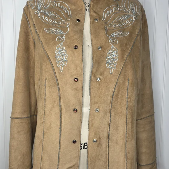 Tasha Polizzi Embroidery Suede Womens Jacket‎ Size M - Picture 6 of 11